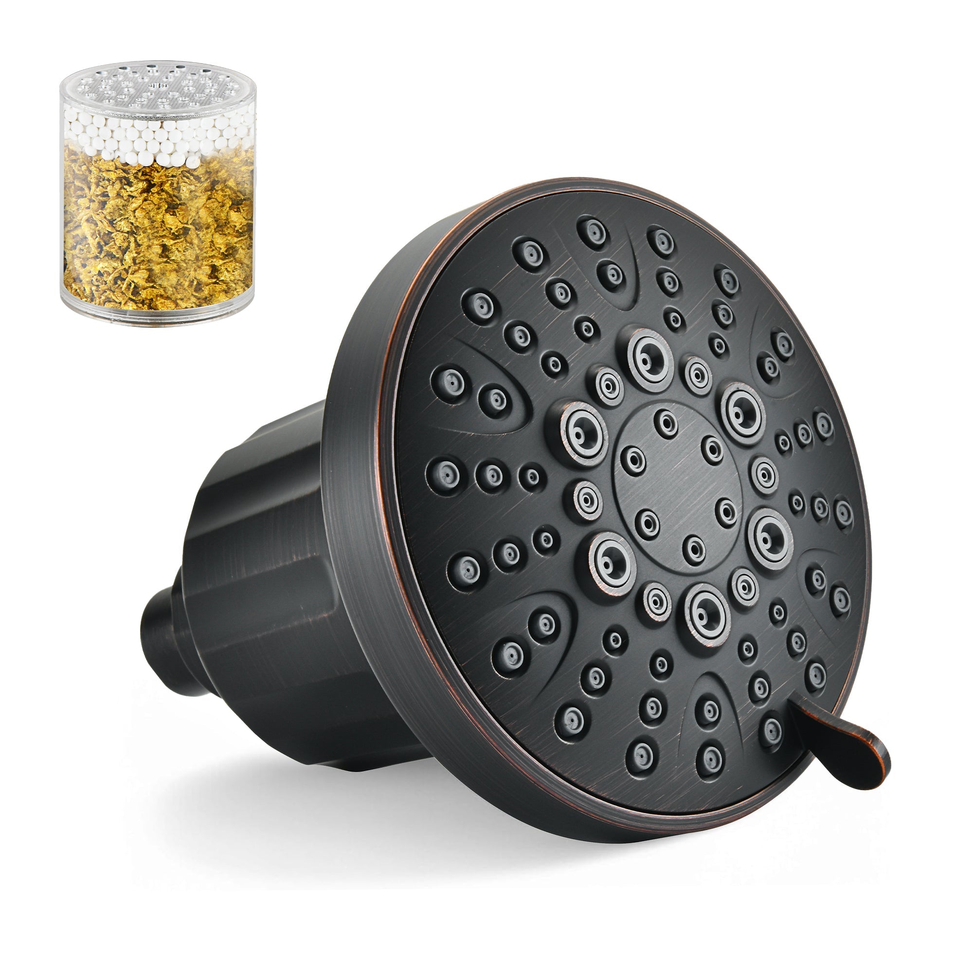 BRIGHT SHOWERS Filtered Shower Head, High Pressure Fixed Showerhead for Hard Water, Dual-Media Filter Removes Chlorine & Impurities, 8 Spray Modes