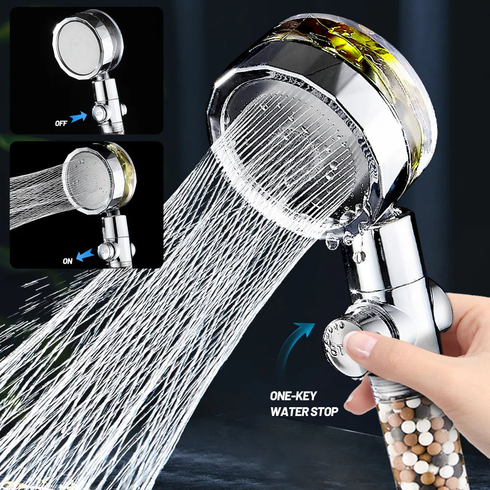 DecorBites™ 360 Rotating Filter Shower Head with Water Saving Anion Stone Sprayer